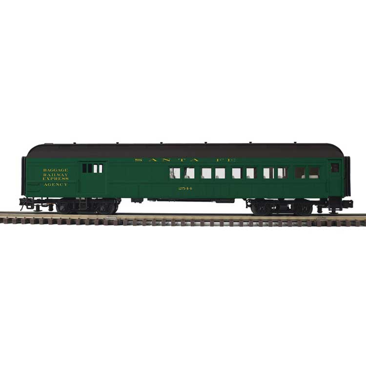 PREORDER Atlas 2001287 O 60' Heavyweight Combine - 2-Rail - Ready to Run - Trainman(R) -- Santa Fe (Pullman Green, black)