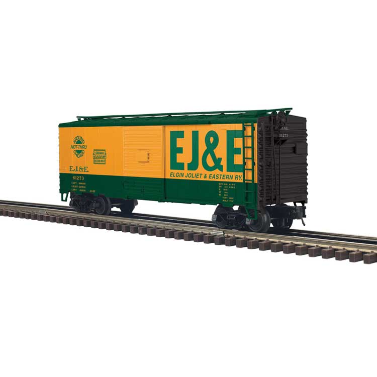 PREORDER Atlas 2001294 O 40' Sliding-Door Boxcar - 2-Rail - Ready to Run - Trainman(R) -- Elgin, Joliet & Eastern (orange, green, Billboard EJ&E)