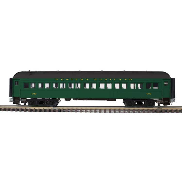 PREORDER Atlas 2001241 O 60' Heavyweight Coach - 3-Rail - Ready to Run - Trainman(R) -- Western Maryland (Pullman Green, black)