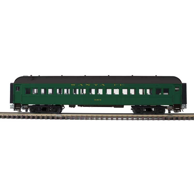 PREORDER Atlas 2001240 O 60' Heavyweight Coach - 3-Rail - Ready to Run - Trainman(R) -- Santa Fe (Pullman Green, black)