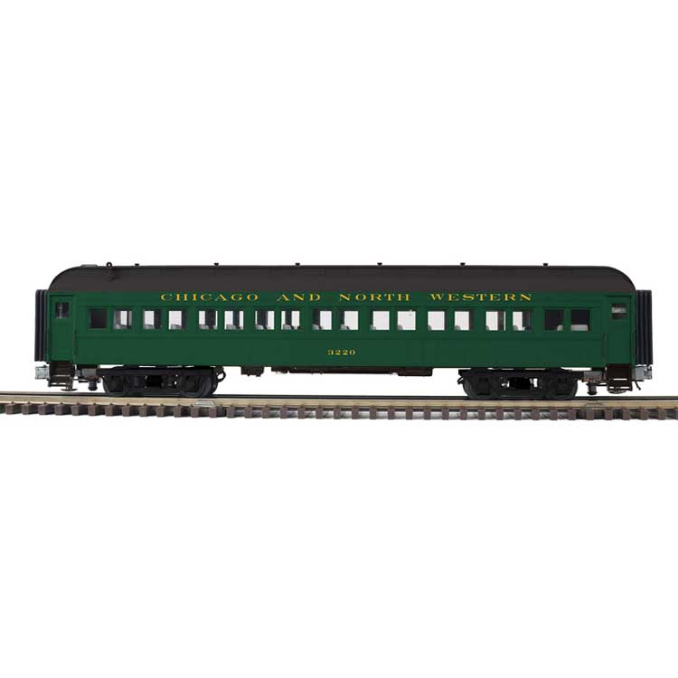 PREORDER Atlas 2001148 O 60' Heavyweight Coach - 3-Rail - Ready to Run - Trainman(R) -- Chicago & North Western (Pullman Green, black)