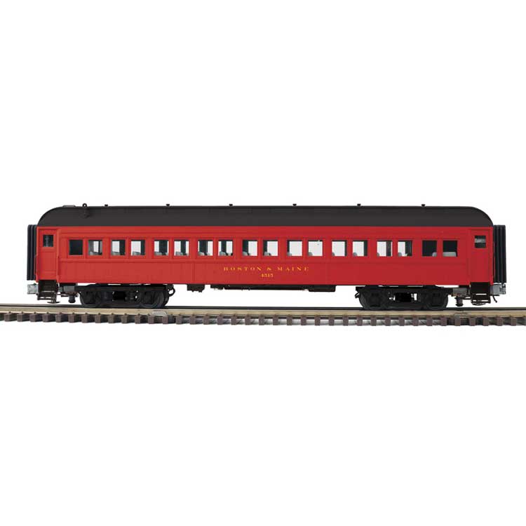 PREORDER Atlas 2001197 O 60' Heavyweight Coach - 2-Rail - Ready to Run - Trainman(R) -- Boston & Maine (maroon, black)