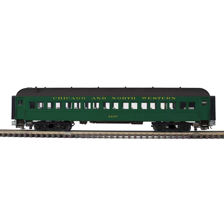PREORDER Atlas 2001198 O 60' Heavyweight Coach - 2-Rail - Ready to Run - Trainman(R) -- Chicago & North Western (Pullman Green, black)