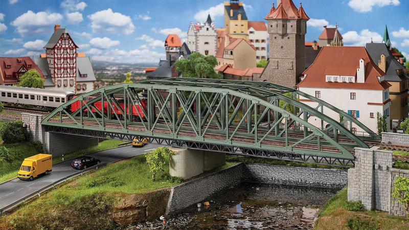 PREORDER Faller Gmbh 120507 HO Double-Track Steel Arch Bridge with Abutments -- Kit - 26-1/16 x 6-7/16 x 6"  66.2 x 16.4 x 15.2cm