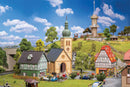 PREORDER Faller Gmbh 190038 HO Village Life Set -- Kit - Church, 2 Town Buildings