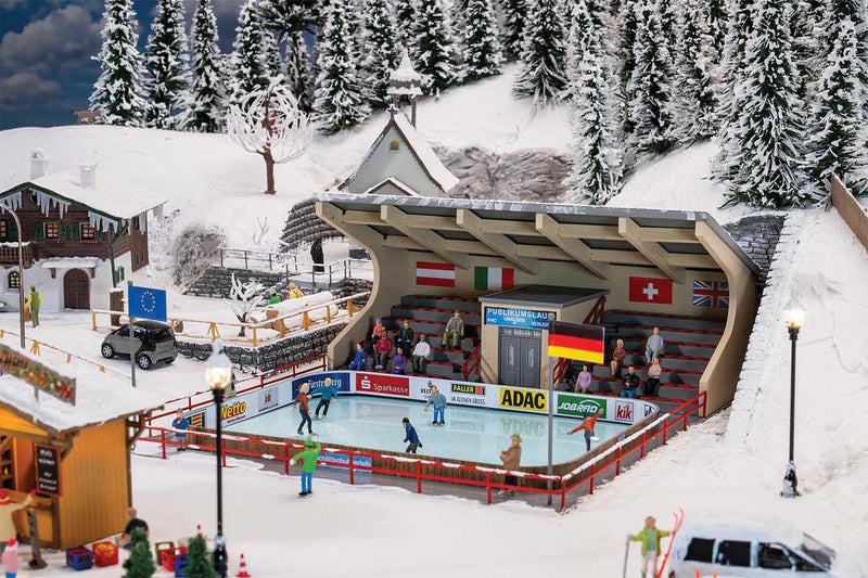 PREORDER Faller Gmbh 134005 HO Ice Rink with Grandstand & Motorized Figures -- Kit - 8-13/16 x 6-7/8 x 3-3/4"  22.4 x 17.4 x 9.5cm