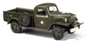 PREORDER Busch HO 44039 1945-1968 Dodge Power Wagon 4x4 Pickup Truck, Assembled, Military Police (green, white)