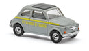 PREORDER Busch HO 48739 1965 Fiat 500 F Station Wagon with Sunroof & Officers, Assembled, Guardia di Finanza (gray, yellow, Italian Lettering)