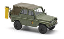 PREORDER Busch HO 52124 1972-2003 UAZ 469 Open-Roof SUV, Assembled, NVA (Missile and Weapons Technical Service, green, German Lettering)