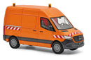 PREORDER Busch HO 54008 2018 Mercedes-Benz Sprinter Short Wheelbase/High Roof, Assembled, Municipal (orange, black, red, white)