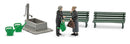 PREORDER Busch HO 79932 Widows' Meeting, Action Set, Includes 2 Figures, Fountain, 2 Benches, 3 Watering Cans