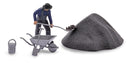 PREORDER Busch HO 79940 Charcoal Burner at Work, Action Set, Includes Worker, Wheelbarrow, Hand Tools, Charcoal Pile