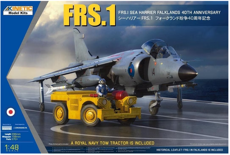 Kinetic Model Kits K48138 FRS.1 Sea Harrier Falklands 40th Anniversary (includes Royal Navy Tow Tractor) 1/48