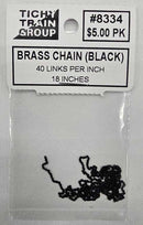 Tichy Train Group 8334 Blackened Brass Chain, 40 Links Per Inch, 18" 45.7cm Length