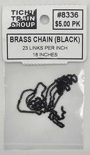 Tichy Train Group 8336 Blackened Brass Chain, 23 Links Per Inch, 18" 45.7cm Length