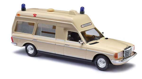 Busch Gmbh & Co Kg 52215 1977 Mercedes-Benz VF 123 High-Roof Station Wagon Ambulance - Assembled -- DRK Kaiserslautern (beige, German Lettering), HO Scale