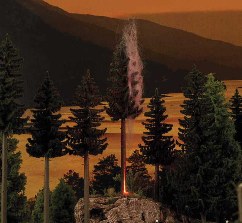 Busch Gmbh & Co Kg 5431 Burning Spruce Tree Struck by Lightning -- 14-16V; 6-5/16" 16cm Tall, HO Scale