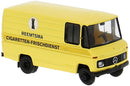 PREORDER Brekina HO 36868 1980s Mercedes-Benz L 406 D Cargo Van, Assembled, Reemtsma (yellow, black, German Lettering)