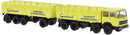 PREORDER Brekina HO 58546 1960s Fiat 691 Millepiedi Low-Side Cage Truck and Trailer, Assembled, Gondrand (yellow, black, Italian Lettering)