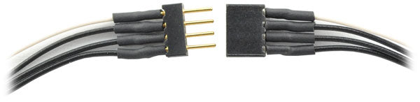 Train Control Systems 1492 Mini Connector Set (1 Male, 1 Female) -- 4-Pin Linear Array w/6" 32 Gauge Wires (3 black, 1 white) .214 x .083 x .24, All Scale