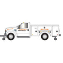 PREORDER Atlas HO 30000164 2008 Ford F-350 Hi-Rail Pickup Truck, Assembled, BNSF Railway (white, orange, black, Wedge Logo)