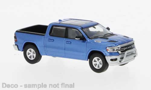 Brekina HO PCX870529 2018 Dodge Ram 1500 Pickup, Assembled, Metallic Blue