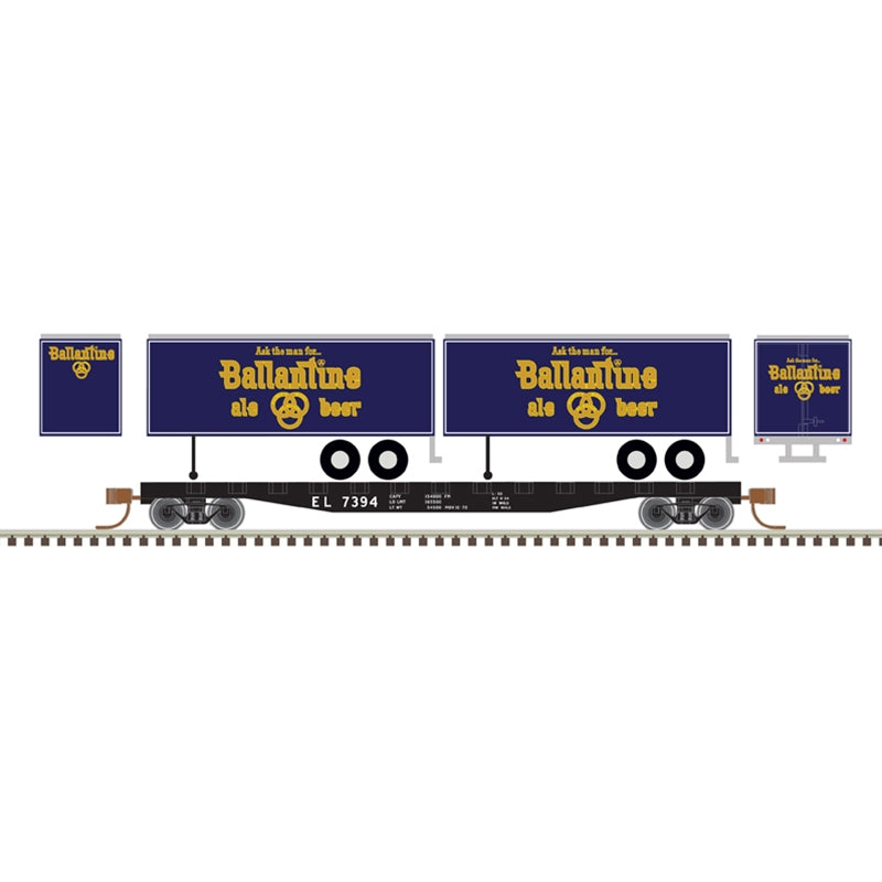 Vntage Tyco HO A.T & S.F. Pggyback Flat Car Set Wth Santa Fe