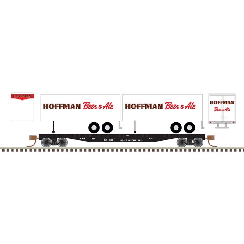 PREORDER Atlas 50006508 50' Piggyback Flatcar w/Two 24' Trailers - Ready to Run -- Central Railroad of New Jersey