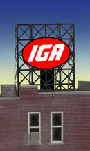 Miller Engineering 33-8915 IGA Animated Rooftop Billboard, Small for N & Z Scales Lattice Support Size: 1 x 1-3/8" 2.5 x 3.4cm