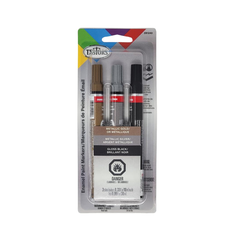 Rust-oleum 281240 Testors Paint Marker Set, Gold/Black/ Silver (3-Pack)