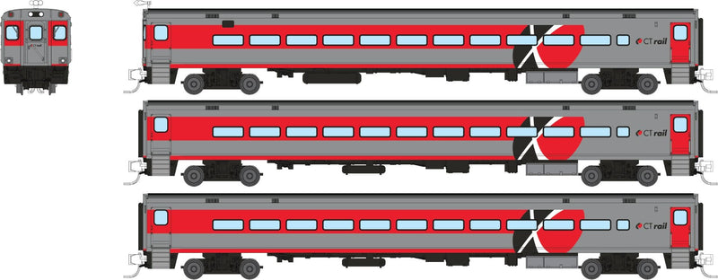 PREORDER Rapido N 528055 Comet Commuter Car Cab/Coach Set, Connecticut Department of Transportation CTrail (3-Pack) | 251.96