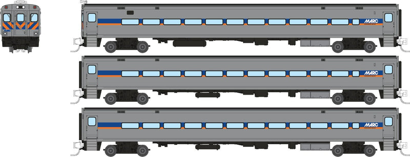 PREORDER Rapido N 528057 Comet Commuter Car Cab/Coach Set, Maryland Area Rail Commuter MARC (3-Pack) | 251.96