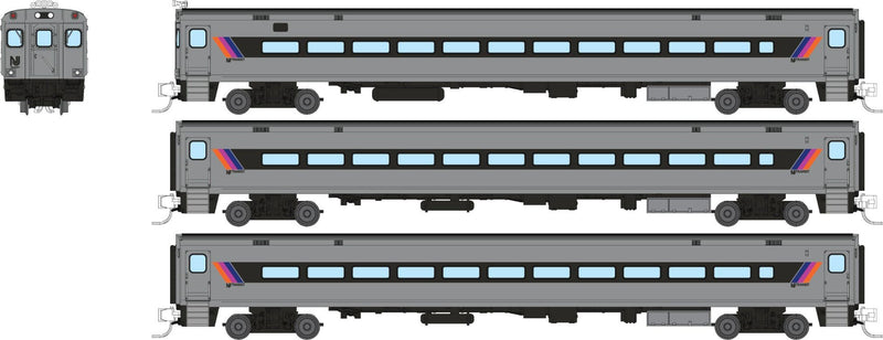 PREORDER Rapido N 528067 Comet Commuter Car Cab/Coach Set, NJ Transit (3-Pack)