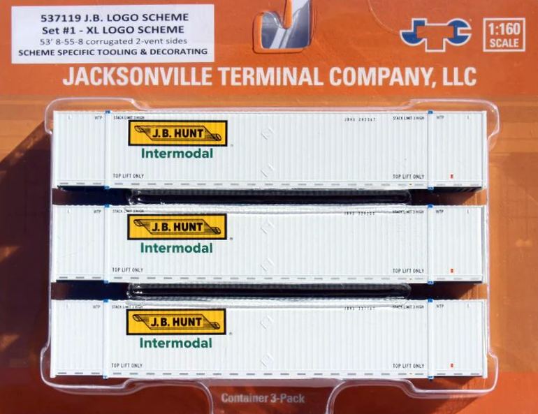 Jacksonville Terminal Company N 537119 53' High Cube 8-55-8 Container Set