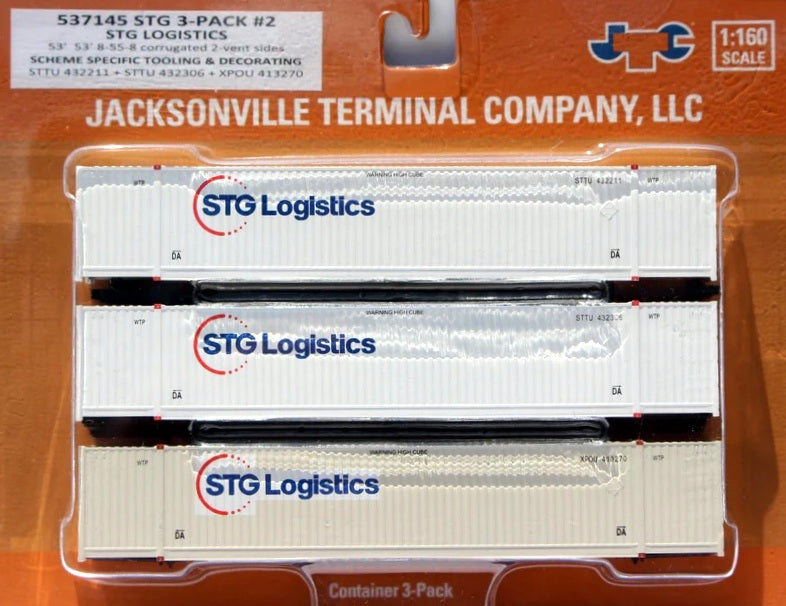 Jacksonville Terminal Company N 537145 53' 8-55-8 High Cube Containers with Magnetic System, STG Logistics (Set