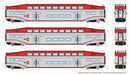 PREORDER Rapido 546008 N Bilevel Commuter Cab Car & 2 Coach Set - Ready to Run -- CalTrain Set #2 #120, 232, 236 (silver, red)