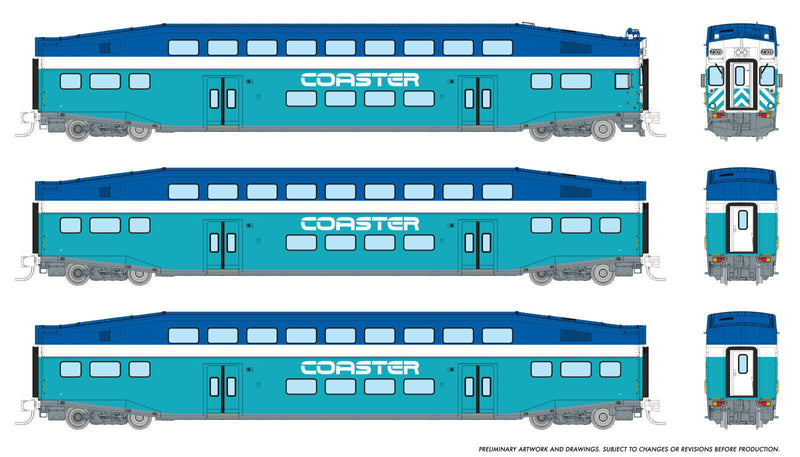 PREORDER Rapido N 546011 Bilevel Commuter Cab Car & 2 Coach Set, Coaster Set #2 #2310, 2502, 2503  | 252.65