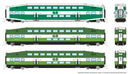 PREORDER Rapido 546016 N Bilevel Commuter Cab Car & 2 Coach Set - Ready to Run -- GO/Metrolinx Set #1 #255, 2808, 2844 (green, white)