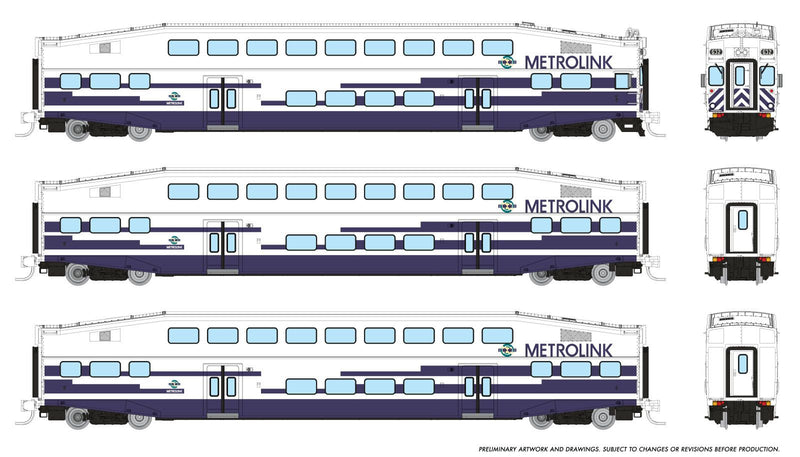 PREORDER Rapido N 546020 Bilevel Commuter Cab Car & 2 Coach Set, Metrolink Set #2 #636, 191, 210  | 252.65
