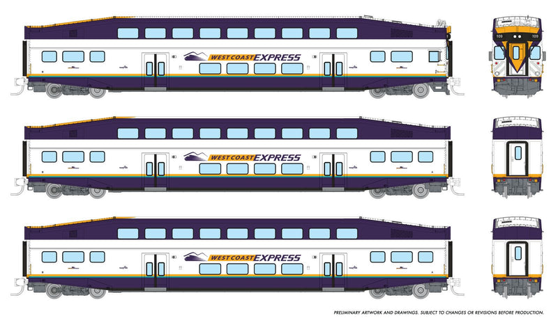 PREORDER Rapido N 546033 Bilevel Commuter Coach 3-Pack, West Coast Express