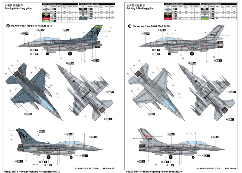 Trumpeter F-16B/D Fighting Falcon Block15/30 03920 1:144