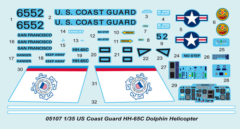 Trumpeter US Coast Guard HH-65C Dolphin Helicopter 05107 1:35