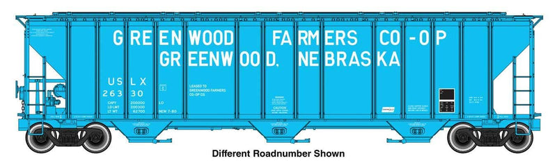 PREORDER Walthers Proto HO 920-106191 55' Evans 4780 Covered Hopper, Greenwood USLX