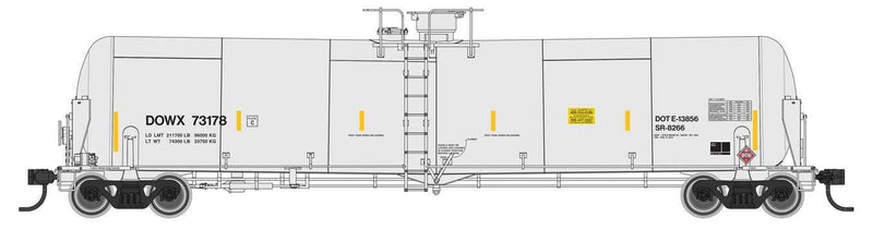 PREORDER Walthers Proto HO 920-100766 55' Trinity Modified 30,145-Gallon Tank Car, Dow Chemical DOWX