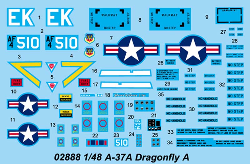 Trumpeter US A-37A Dragonfly Light Ground-Attack Aircraft 02888 1:48