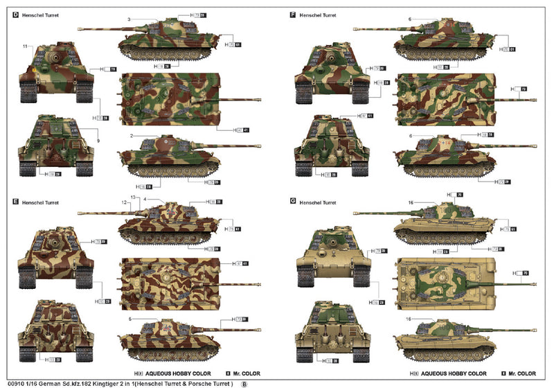 Trumpeter 00910 German Kingtiger 2 in 1(Henschel Turret & Porsche Turret) 1:16