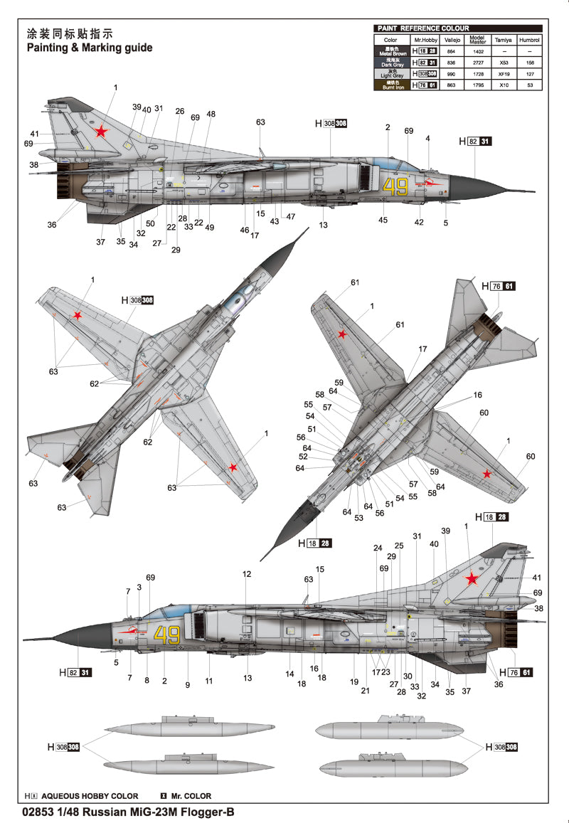 Trumpeter Russian MiG-23M Flogger-B 02853 1:48