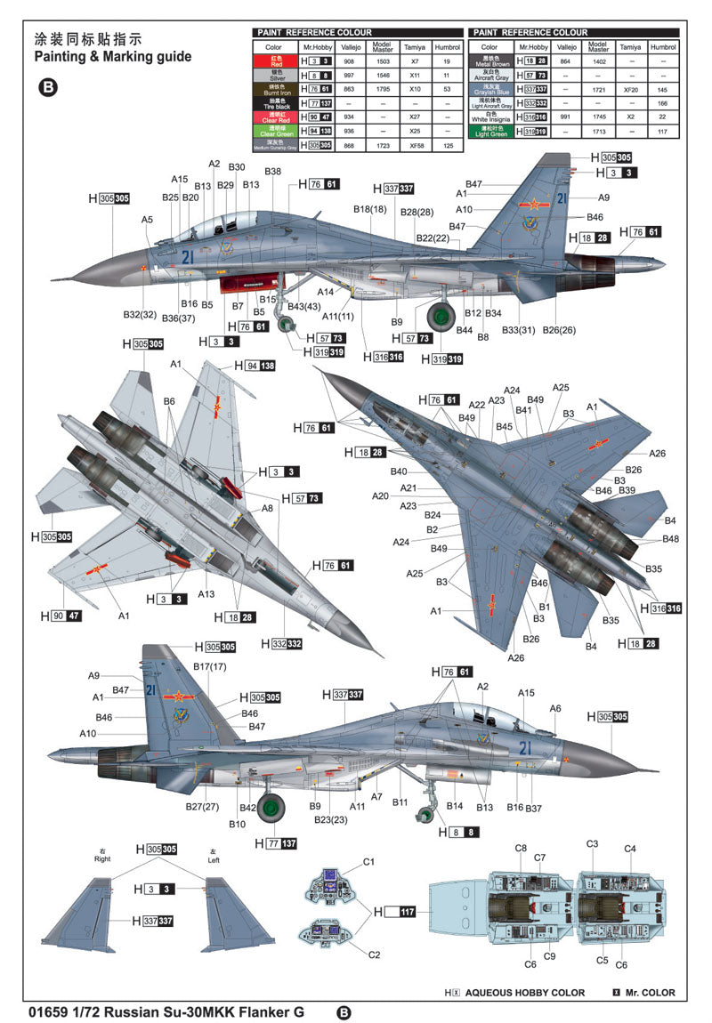 Trumpeter Russian Su-30MKK Flanker G 01659 1:72