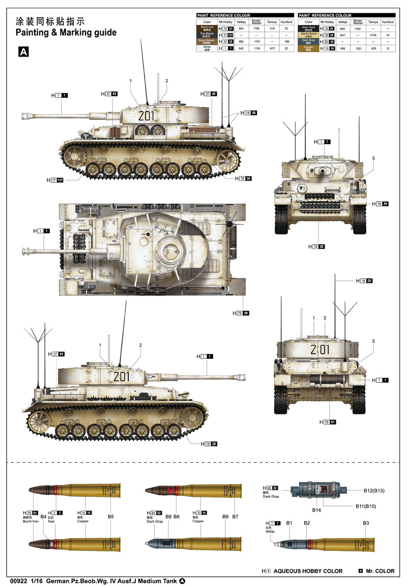 Trumpeter German Pz.Beob.Wg. IV Ausf.J Medium Tank 00922 1:16