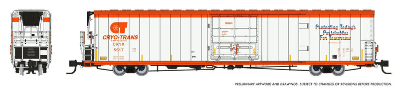 Rapido N 567001-3 Greenbrier 7780' Refrigerator Car, Cryo-Trans (Bean City)